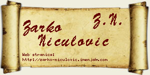 Žarko Niculović vizit kartica